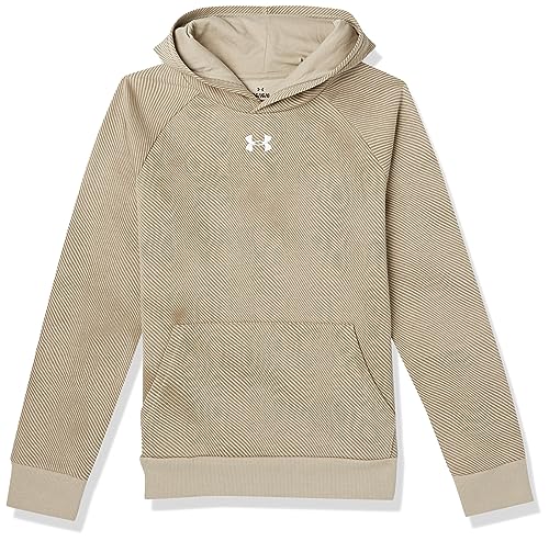 Under Armour Boys' Standard Rival Fleece Printed Hoodie, (299) City Khaki / / White, Large