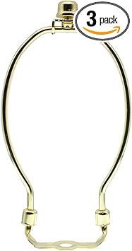 6 inch Lamp Shade Harp Holder Kit Heavy Duty Horn Frame Lampshade Bracket with Solid lamp finial Cap for Table and Floor Lamps [FDXGYH, Gold]