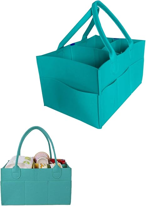 Baby Diaper Caddy is a versatile baby basket designed for nursery storage, car organization, and as a thoughtful gift for baby showers. Perfect for storing diapers and baby wipes. (Turquoise)