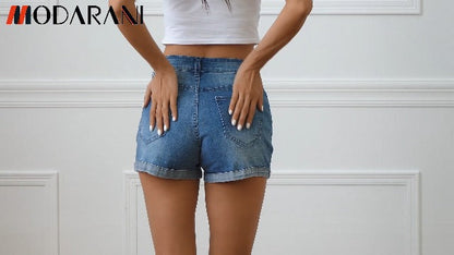 MODARANI Women's Cut Off Denim Jean Shorts Ripped Distressed