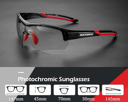 ROCKBROS Photochromic Cycling Sunglasses UV Protection Adaptive Lens