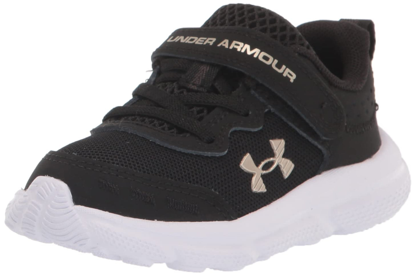 Under Armour Baby Girls Infant Assert 10 Alternate Closure Running Shoe, (001) Black/Black/Metallic Gold, 5