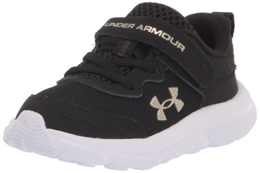Under Armour Baby Girls Infant Assert 10 Alternate Closure Running Shoe, (001) Black/Black/Metallic Gold, 5