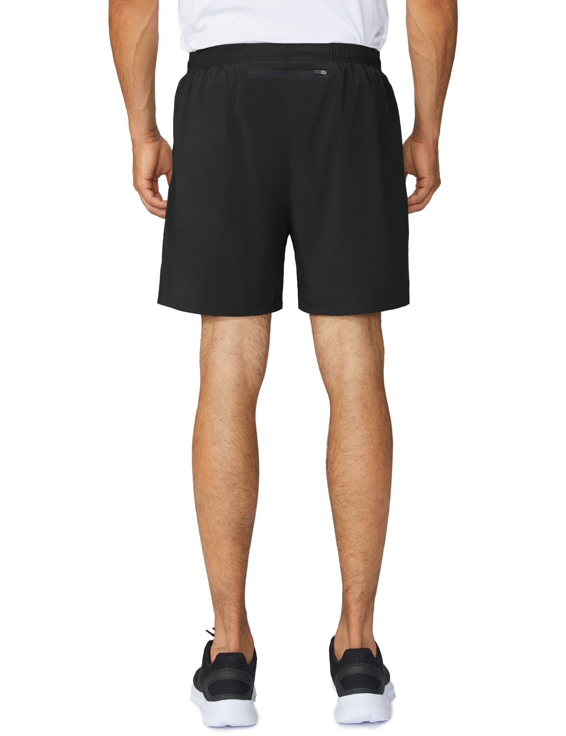BALEAF Men's 5" Running Athletic Shorts Zipper Pocket for Workout Gym Sports Black Size M