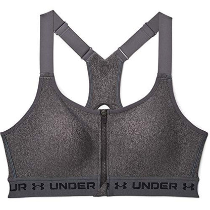 Under Armour Women's Armour High Crossback Heather Zip Bra , Charcoal Light Heather (019)/Black , 34D