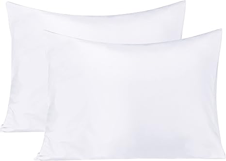 BEDSUM Microfiber Standard Pillowcases Set of 2, Soft Wrinkle Resistant and Easy Care Pillow Cases with Envelope Closure for Kids, 20x26 inches, White