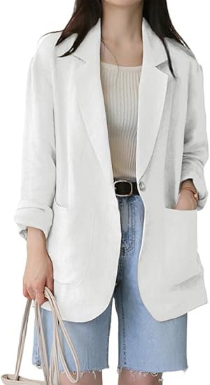 2024 Womens' Cardigan Blazers Notched Fully Lined Casual Fashion Elegant Work Office Jackets