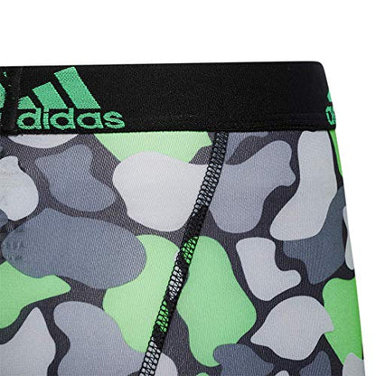 adidas Boys' Youth Performance Graphic 4-Pack Boxer Brief, Grey/Black/Nomad Camo Green, Small