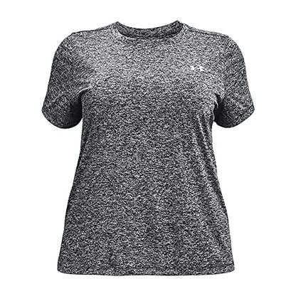 Under Armour womens Tech Twist Short-Sleeve Crew T-Shirt , Black (001)/Metallic Silver , 1X