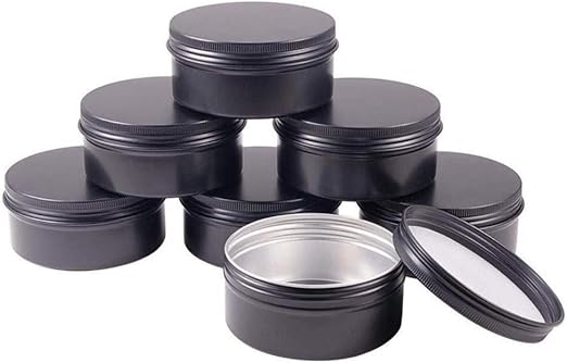 3 oz.Tins Black Aluminum Metal Tin Round Screw Top Lid Containers Jars Metal Storage Tin Jars Aluminum Tin Cans Travel Storage Tins, for Lip Balm DIY Cosmetics Salves, 3oz./3 Ounce/90 ML, 18 Pack