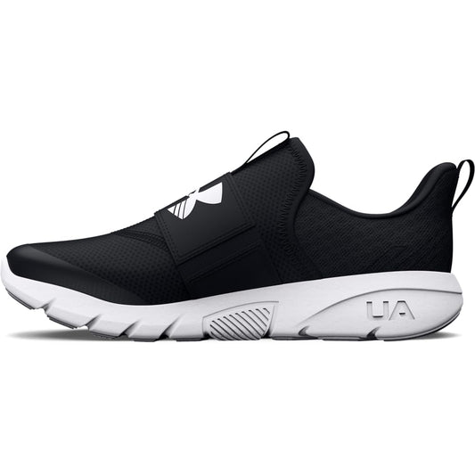 Under Armour Boy's Grade School Flash Running Shoe, (001) Black/Black/White, 6.5 Big Kid