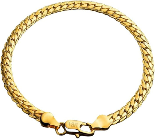 18K gold Cuban women's bracelet Miami 14K gold men's flat mesh bracelet Christmas, Thanksgiving, Valentine's Day birthday gifts and gift boxes