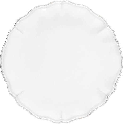 Costa Nova Ceramic Stoneware 11'' Dinner Plate - Alentejo Collection, White | Microwave & Dishwasher Safe Dinnerware | Food Safe Glazing | Restaurant Quality Tableware