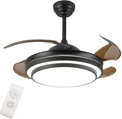 42" Ceiling Fan Light, Modern Simple Luxury Black Ceiling Fan Light, Invisible Ceiling Fan for Living Room Chandelier with Fan Bedroom Lighting for Living Room, Kitchen, Dining Room, Dinner Room (C)