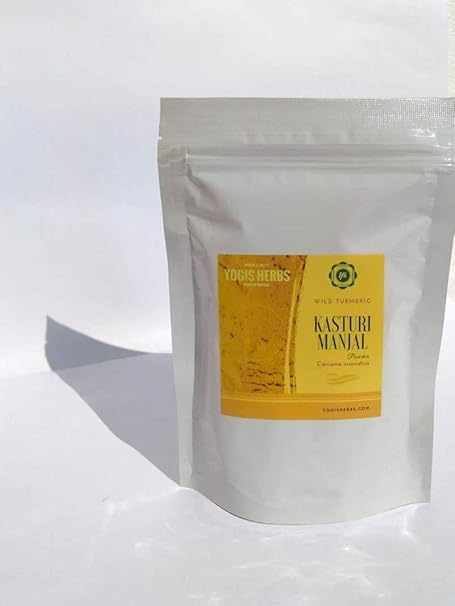 YOGIS HERBS Premium KASTURI MANJAL POWDER (Curcuma Aromatica/Wild Turmeric) Fresh & Pure - 250g - For Bath, Beauty and Skin Care