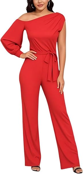 DeftSharp 2025 Women's Sexy Cocktail Party Clubwear Casual Working Rompers Club Back Zip Belt Long Jumpsuit