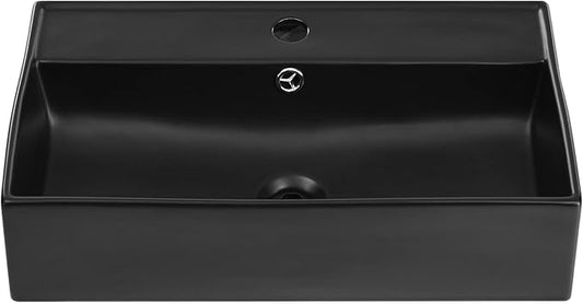 Claire 22" Rectangle Wall-Mount Bathroom Sink in Matte Black