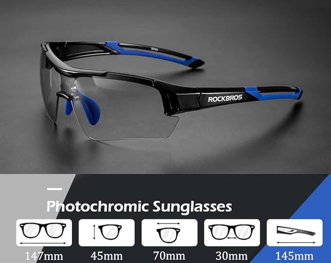 ROCKBROS Photochromic Cycling Sunglasses UV Protection Adaptive Lens
