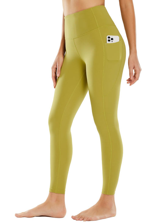 BALEAF Leggings for Women with Pockets Tummy Control Compression Workout Athletic Running High Waisted Yoga Pants 25'' Green L