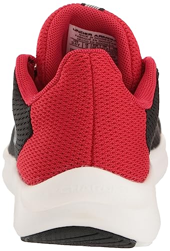 Under Armour Boy's Grade School Charged Pursuit 3 Big Logo Running Shoe, (001) Black/Red/White, 3.5 Kid