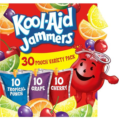 Kool-Aid Jammers Variety Pack - Flavored Drink Pouches (30 Count, 6 oz Each)