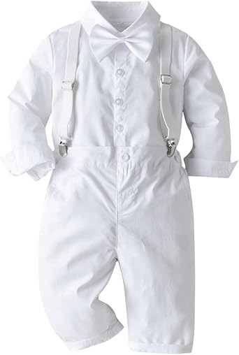 Baby Boys Christmas Outfit Bowtie Shirt Romper Suspenders Shorts Pants Wedding Birthday Party Tuxedo Gentleman Suit