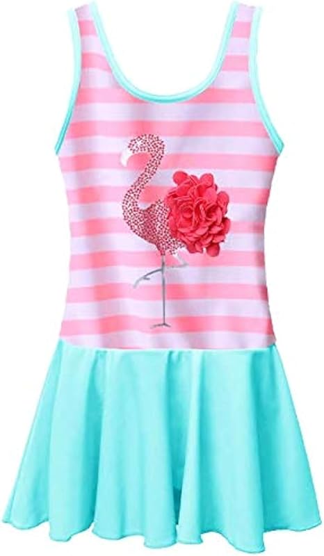 BAOHULU Toddler Girls Swimsuit One Piece Cute Floral Dress Swimwear 3-8 Years