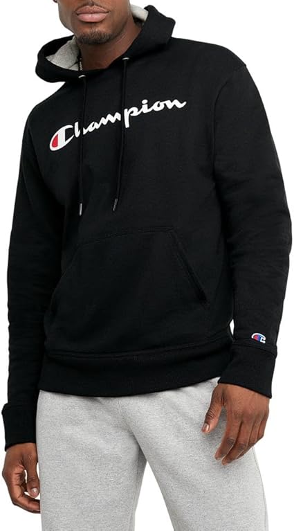 Champion Men's Powerblend Fleece Hoodie Sweatshirt with Script Logo (Regular and Big & Tall)