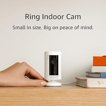 Certified Refurbished Ring Indoor Cam, Compact Plug-In HD security camera with two-way talk, Works with Alexa - White