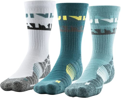 Under Armour Men's Standard Elevated Novelty Crew Socks, 3-Pairs, Fresco Green Assorted, Large