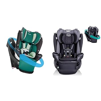 Evenflo Gold Revolve360 Extend All-in-One Rotational Car Seat with Green & Gentle Fabric (Emerald Green) & Revolve360 Extend All-in-One Rotational Car Seat with Quick Clean Cover (Revere Gray)