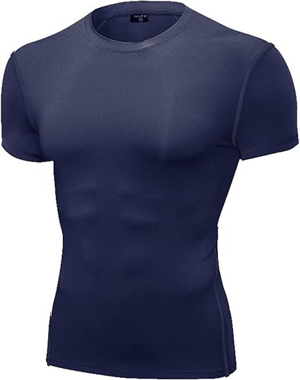 SPVISE 1 or 2 Pack Men's Compression Shirts Short Sleeve Athletic Workout T-Shirt Running Tops Cool Dry Active Gym Undershirt
