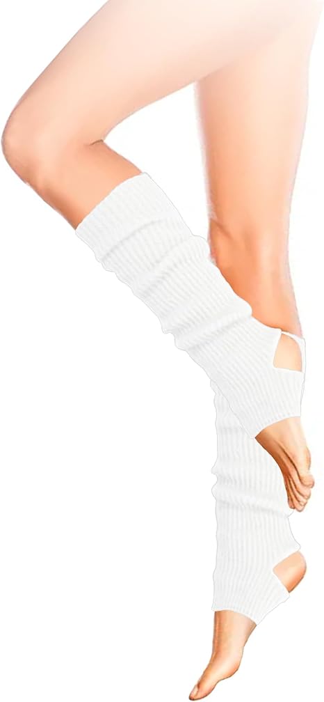 Winter Leg Warmers for Women White Soft Knit Legwarmers Thigh High Leg Warmer Socks for 80s Party Yoga Dance Sports
