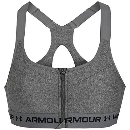 Under Armour Women's Armour High Crossback Heather Zip Bra , Charcoal Light Heather (019)/Black , 34D
