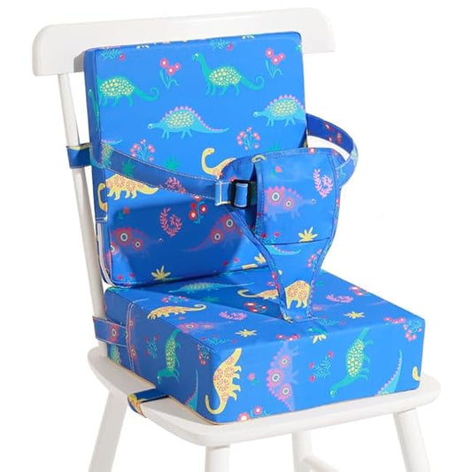 Toddler Booster Seat for Dining Table, Cartoon Booster Seat for Dining Table with Backrest and Adjustable Seat Belts Non-Slip Portable Booster Seat Increasing Cushion for Kid Baby Eating Travel Home