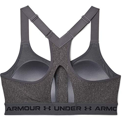 Under Armour Women's Armour High Crossback Heather Zip Bra , Charcoal Light Heather (019)/Black , 34D