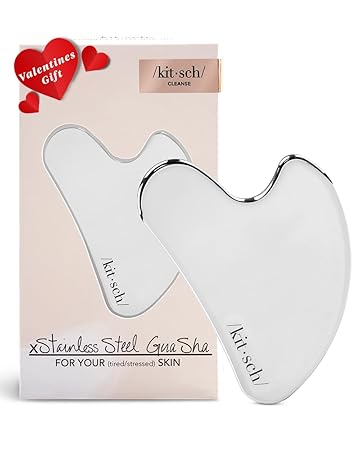 Kitsch Stainless Steel Gua Sha Facial Tools, Lymphatic Drainage Massager for Face, Chin & Jawline Sculpting, Body Guasha Tool for Muscle Tension, Skin Care Gift for Mom Women, Valentines Gift for Her