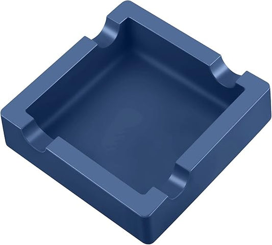 Cigar Ashtray with Large Wide Cigar Rests Suit for Any Gauge Cigars, Silicone Cigar Ashtrays for Outdoors Indoor Patio Outside, Unbreakable/Burn-resistant/Non-slip Ashtray (Navy Blue)