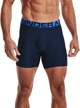 Under Armour mens Tech 6-inch Boxerjock 2-Pack , Academy Blue (409)/Blue Circuit , X-Large