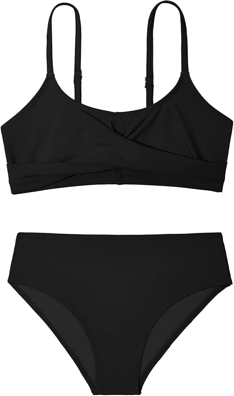 Zando Girls Swimsuit Two Piece Adjustable Strap Girls Bathing Suit Girls' Swimwear Solid Color Bikini Sets for Teens Girls