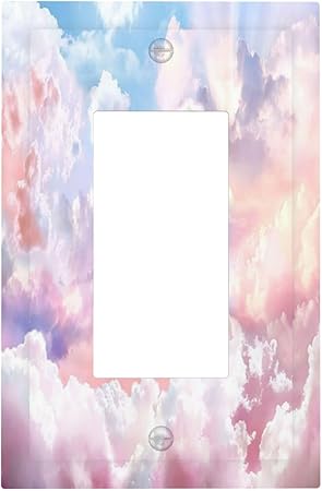 Colorful Abstract Clouds 1 Gang Light Switch Cover Single Rocker Decorative Receptacle Outlet Covers GFCI Electrical Faceplate Switchplate for Bedroom Bathroom Kitchen Art Decor