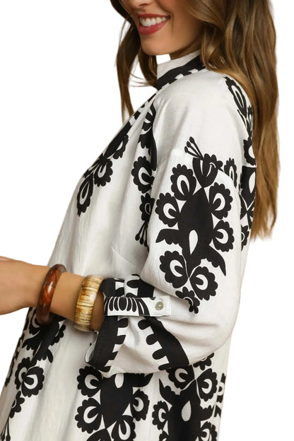 Abstract Print Midi Dress