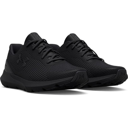 Under Armour Men's Surge 3 Road Running Shoe, (002) Black/Black/Black, 12