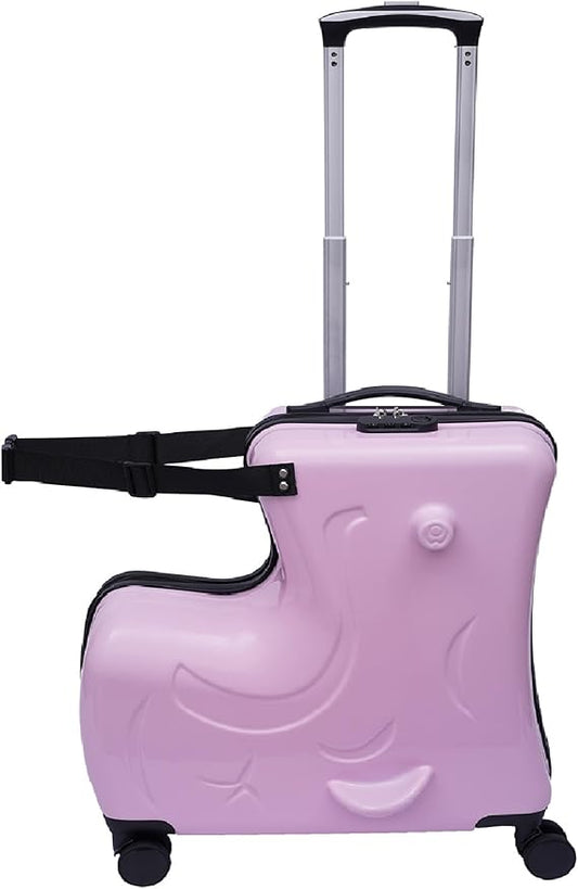 20in Kids Ride on Suitcase, Children's Carry-On Luggage with Spinner Wheels, Portable Toddler Trolly Suitcase with Password Lock(Pink)