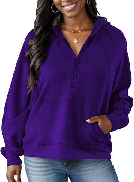 Nimsruc Half Zip Up Hoodies For Women Casual Sweatshirt Long Sleeve Quarter Zip Pullover