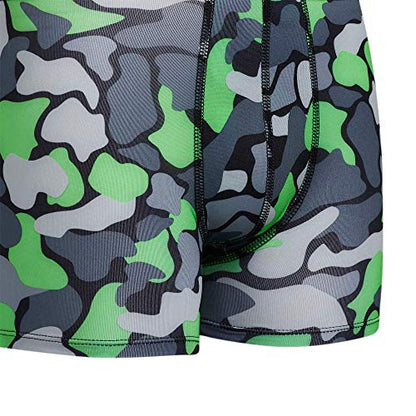 adidas Boys' Youth Performance Graphic 4-Pack Boxer Brief, Grey/Black/Nomad Camo Green, Small