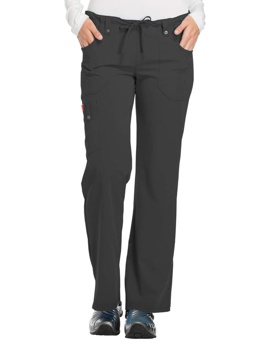 Dickies Women's Mid Rise Drawstring Cargo Pant, Pewter, Large Petite