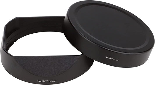 Haoge LH-X18N Bayonet Square Metal Lens Hood for Fujifilm Fuji XF 16-80mm F4 R OIS WR, Fujinon XF16-80mmF4 Lens Shade with Metal Cap