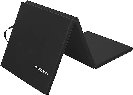 BalanceFrom 2ft x 6ft Three Fold Folding Exercise Mat with Carrying Handles for MMA, Gymnastics and Home Gym Protective Flooring, 1.5-Inch Thick, Multiple Colors