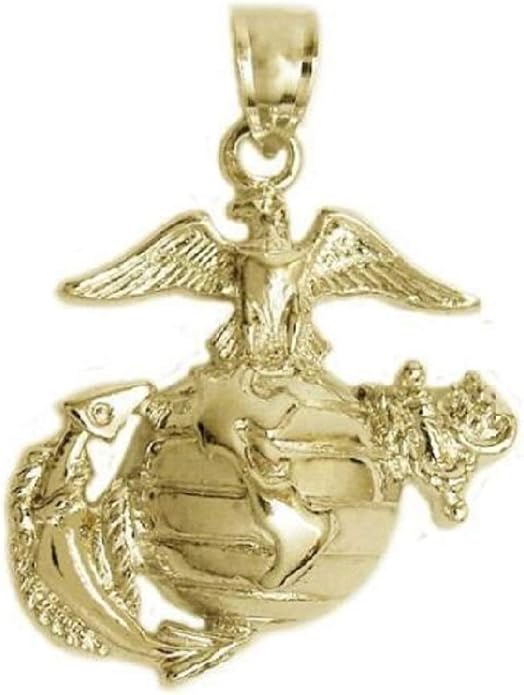 14k Yellow Gold USMC Logo Pendant, Made in USA
